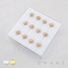 CELESTIAL MULTI CZ STARBURST POLISH 316L SURGICAL STEEL L-SHAPE NOSE RING BOX